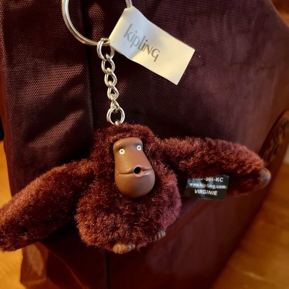 Kipling Isidora Shoulder Bag KI9290 Intense Maroon Monkey Keychain Cognac $109 - Picture 4 of 12